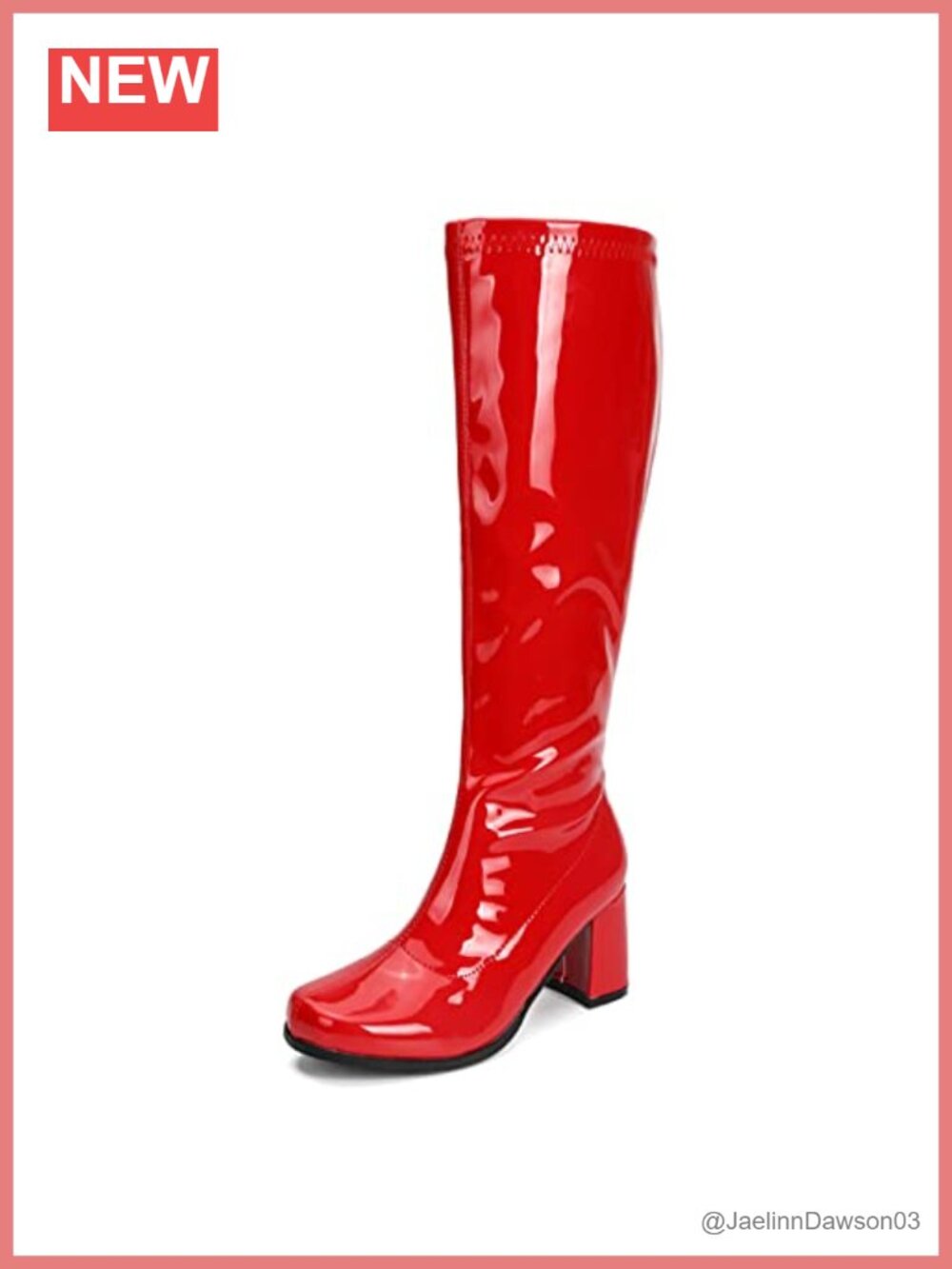 Women's Knee High Gogo Boots Chunky Block Heel PU Leather Square Toe Zipper